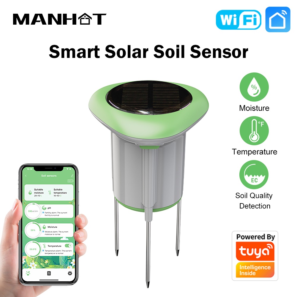 Smart Garden Usa - MANHOT WiFi Smart Solar Soil Sensor