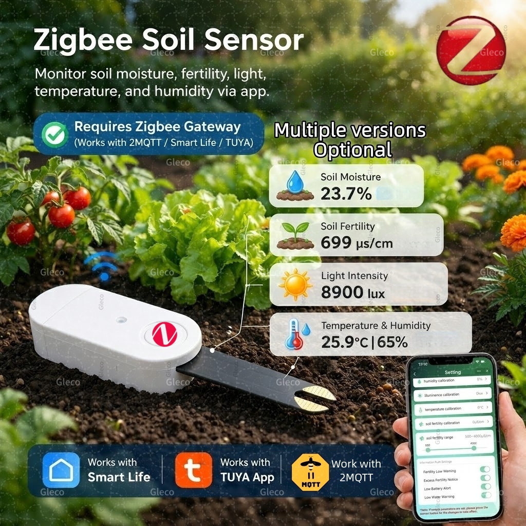 Smart Zigbee Garden Light - Zigbee Soil Moisture Temperature Humidity Sensor